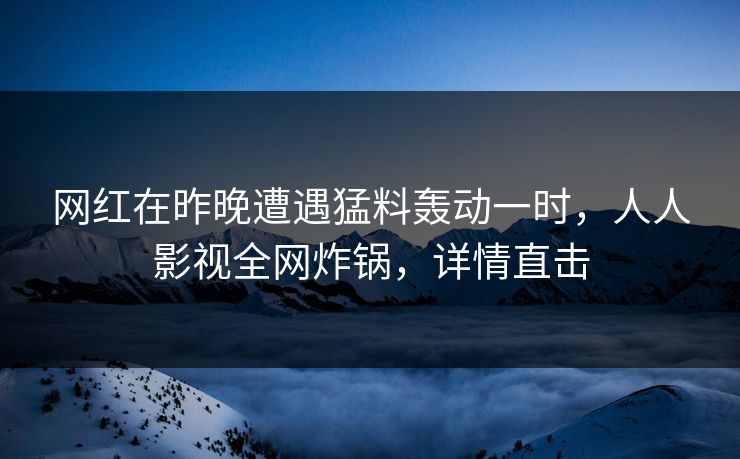 网红在昨晚遭遇猛料轰动一时，人人影视全网炸锅，详情直击